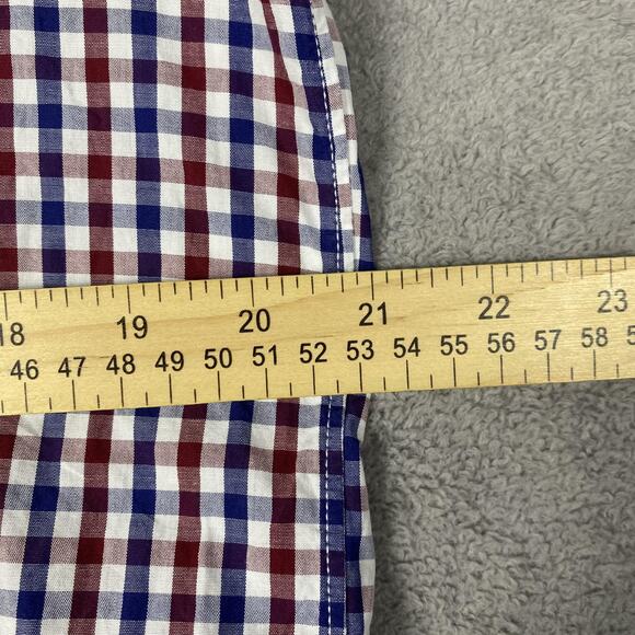 Lucky Brand Shirt Mens Large Red Blue White Label Fit Gingham Check Button Up - Picture 4 of 8